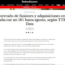 El mercado de fusiones y adquisiciones en Espaa cae un 18% hasta agosto, segn TTR Data